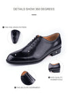 Black leather business shoes with traditional Oxford styling for corporate wear