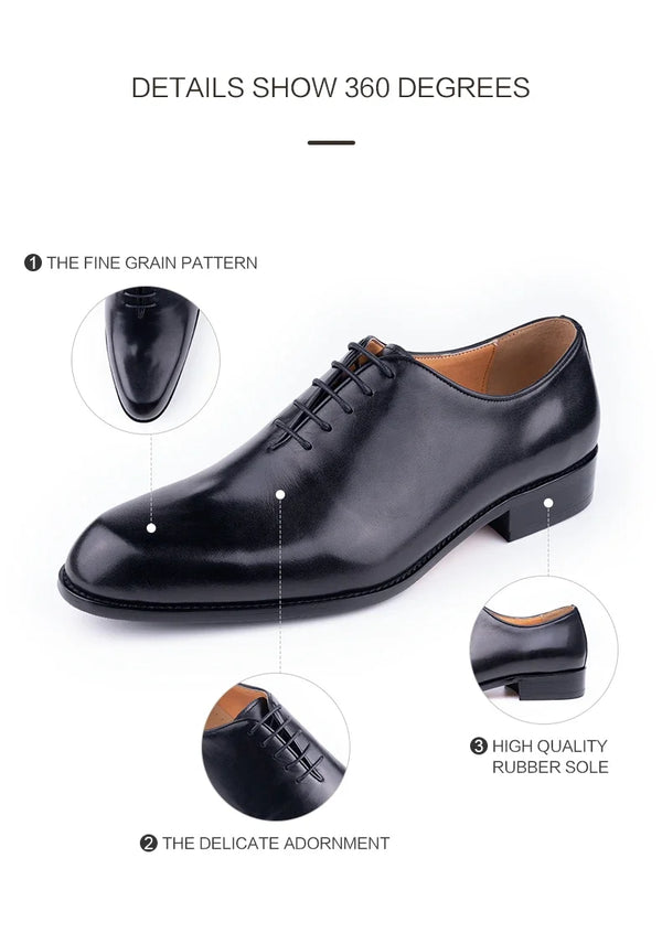 Black leather business shoes with traditional Oxford styling for corporate wear