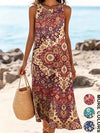Floral midi sundress paired with wedges for garden party outfit