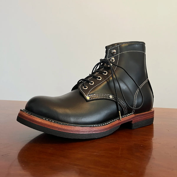 Customization options available for handmade leather boots.