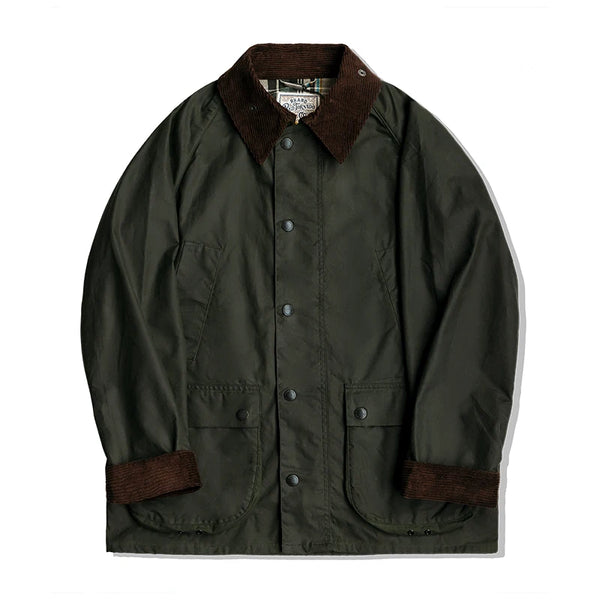 Classic Wax Canvas Hunting Jacket in a scenic outdoor location.