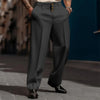 Elegant men's straight fit suit pants in premium polyester-cotton blend, perfect for office wear and formal events.