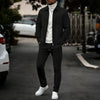 Men's refined casual set featuring waffle knit pullover with zipper and comfortable trousers