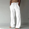 Lightweight linen cotton blend pants with elegant drape and relaxed fit
