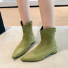 Chic women's ankle boots with low heel, flannel upper, zipper closure, perfect for spring and autumn fashion.