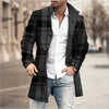 Stylish checkered men's trench coat for autumn and winter, featuring a turtleneck collar and single-breasted closure.