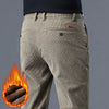 Fleece-lined corduroy stretch trousers in classic fit for winter warmth and comfort