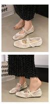 Elegant women's flats featuring square toe, bow embellishment, and shock-absorbing insole
