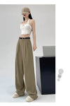 Chic high waist wide leg trousers with belt, perfect for office and casual wear, made from breathable polyester blend.