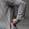 Chic Plaid Men's Trench Coat with single-breasted closure, stylish lapel collar, perfect for cold weather and daily wear.