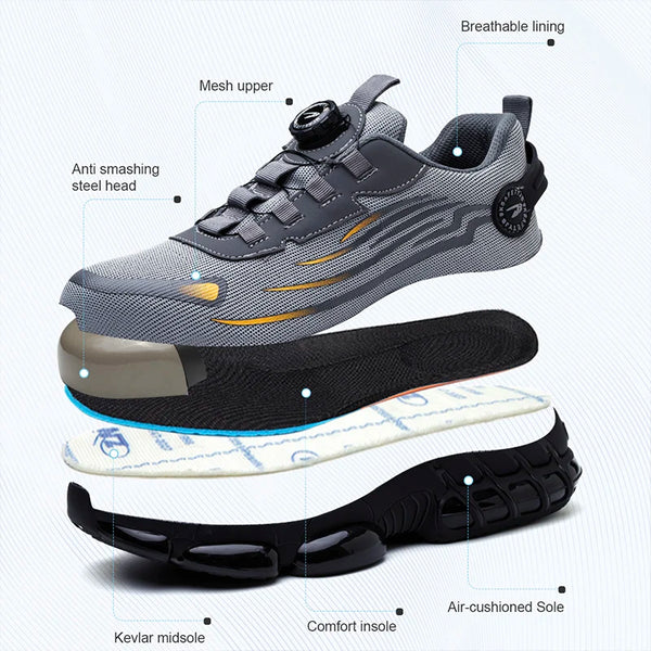 Steel toe work boots with EVA insole and cotton lining for all-day comfort on job sites