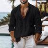 Natural fiber men's shirt in regular fit with breathable cotton linen fabric perfect for spring and summer