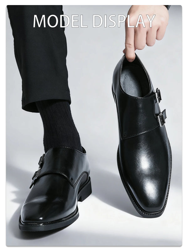 Classic leather oxfords with double monk strap buckles for secure fit