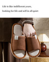 Beige linen slippers with durable construction for daily wear