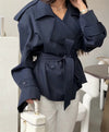 Belted polyester trench coat in regular fit for transitional weather
