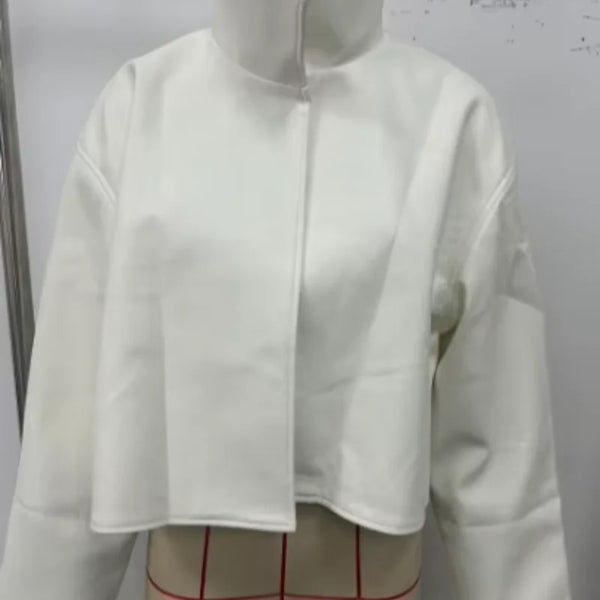 Urban style stand collar jacket in buttery-soft PU leather finish