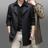 Classic men's long trench coat in lightweight polyester, perfect for spring and autumn business casual and everyday wear.