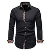 Classic Men's White Long Sleeve Polo Shirt with stand collar, single-breasted closure, perfect for business casual and all se