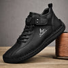 Breathable leather footwear with massage technology insole