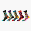 Vibrant dress socks designed to peek charmingly from under trousers.