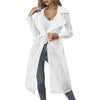 Back view of lightweight trench coat showing flowing drape and regular fit