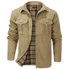 Men's Western Flannel-Lined Casual Jacket with metal buttons, multiple pockets, and soft flannel lining for cool weather comf