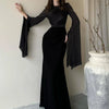 Elegant draping of the Midnight Elegance Batwing Dress, perfect for upscale occasions.