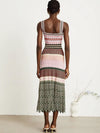 Ankle-length zigzag maxi dress highlighting high elasticity for a seamless fit and movement.