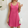 Sleeveless beach cover-up dress with breathable hollow out design