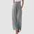Comfortable cotton-linen wide-leg pants with functional pockets and customizable strap fit
