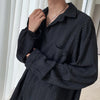 Men's Hollow Out Mesh Long-Sleeve Shirt in black and apricot, featuring breathable fabric and tailored fit for stylish comfor
