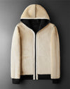 Close-up of FrostGuard Luxe Hoodie's durable fabric, showcasing its resistance to pilling and fading.