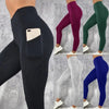 High waist yoga leggings in black with side pocket for women.