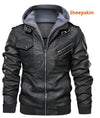 Men's PU leather hooded jacket for autumn and winter, stylish, warm, durable, perfect for casual outings and outdoor adventur