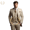 Elegant Men's 3-Piece Wedding Suit Set with notch lapel, slim fit jacket, vest, and trousers for formal events.