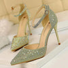 Rhinestone pumps with cushioned insole and rubber outsole for comfort and style