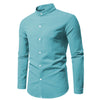 Men's casual cotton shirt with sophisticated stand collar and clean contemporary look
