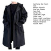 Stylish men's mid-length trench coat with hood, big pockets, and windproof design for autumn and spring outdoor wear.