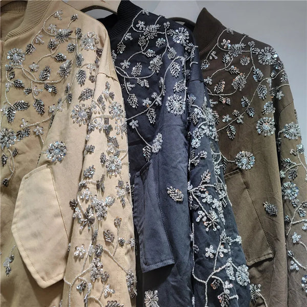 Sequin jacket reflecting light showing luminous shimmer effect
