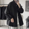 Oversized long sleeve casual shirt for men and women, featuring a Mandarin collar and single-breasted closure in high-quality