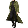 Men's Classic Long Trench Coat in polyester, perfect for autumn and winter, featuring a loose fit and single-breasted closure