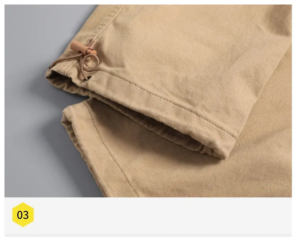 Men's casual cargo pants with elastic waist and ample storage compartments