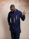 African heritage shirt with O-neck design and full sleeves in colorful patchwork print
