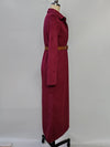 Detail shot of the turn-down collar on the Autumn Whispers suede dress, adding sophistication.