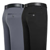 Slim-fit business casual dress pants for men in black and navy, perfect for office attire and formal occasions.