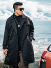 Men's Casual Trench Coat in Plus Sizes, single-breasted, medium length, loose fit, stylish outerwear for autumn and winter.