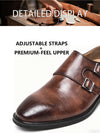 Business casual leather oxfords with distinctive monk strap buckle detail