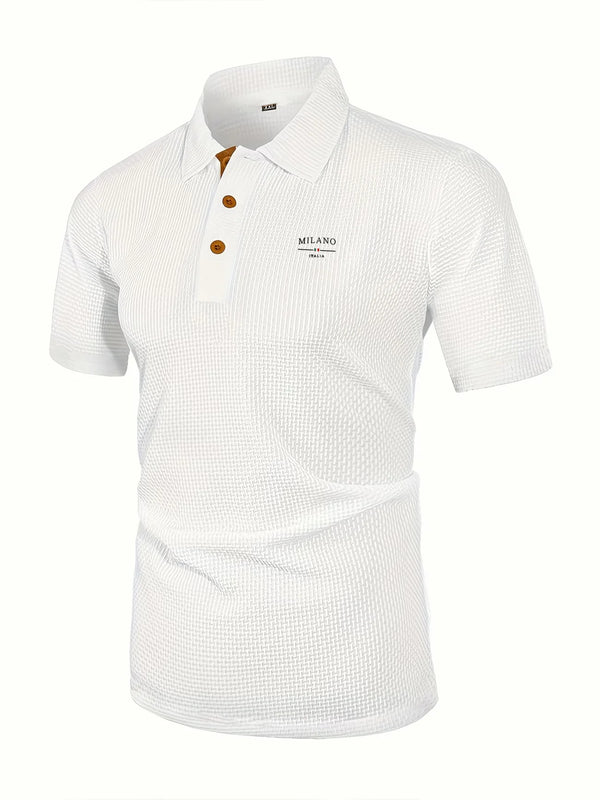 Short-sleeved knit polo shirt for men in timeless style