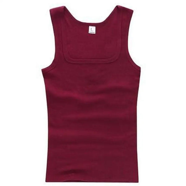 Slash neck men's tank featuring durable cotton broadcloth and masculine silhouette
