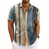 Vintage-inspired vertical stripe shirt featuring breathable fabric and timeless collar design